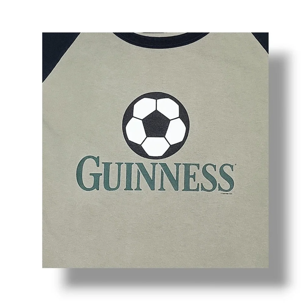 Guinness Official Merchandise Soccer Logo 3/4 Sleeve Olive/Black T-Shirt Mens XL